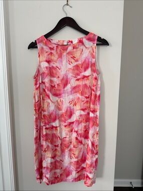 Sleeveless Pink Watercolor Floral Mini Dress